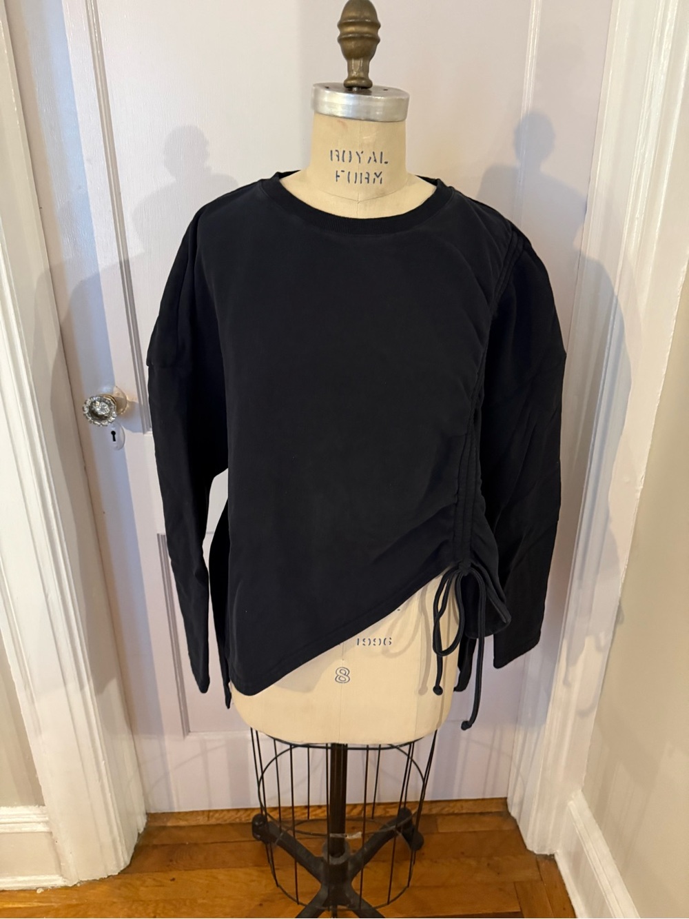 NWOT Blank NYC Black Side-Tie Asymmetrical Sweatshirt